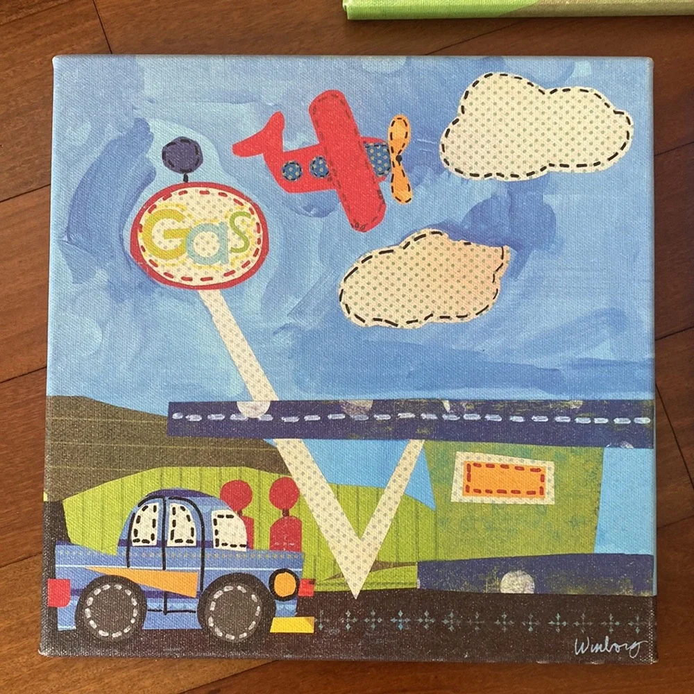 Kids Oopsy daisy too Transportation Wall (3) Canvas Art Bundle- Sz 10”x10”